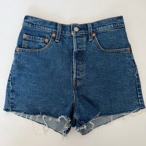 Levi’s Premium Ribcage Shorts Size 27 High-Waisted Blue PreOwned Excellent Denim